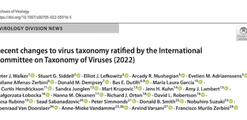 Recent changes to virus taxonomy ratified by the International Committee on Taxonomy of Viruses (2022)